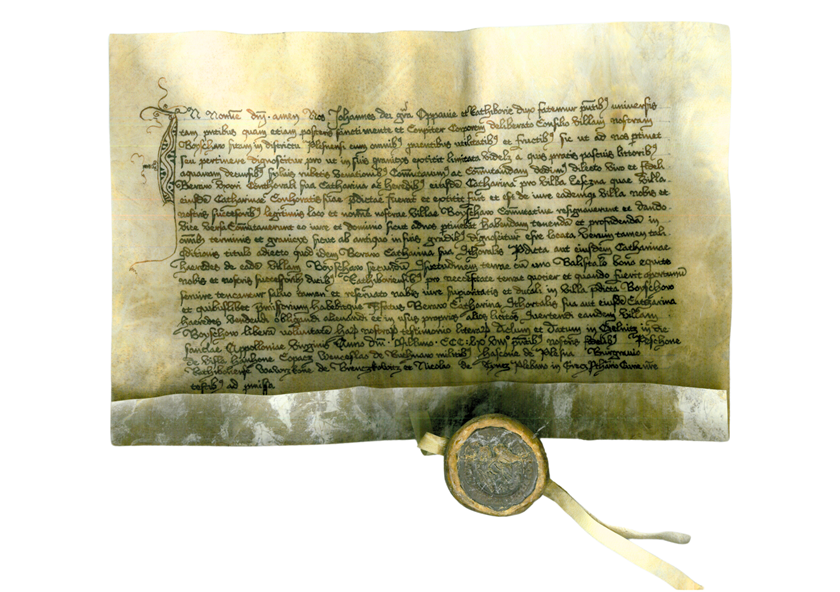 Rekonstrukcja średniowiecznego dokumentu z 1368 roku dotyczącego wsi Bojszowy.